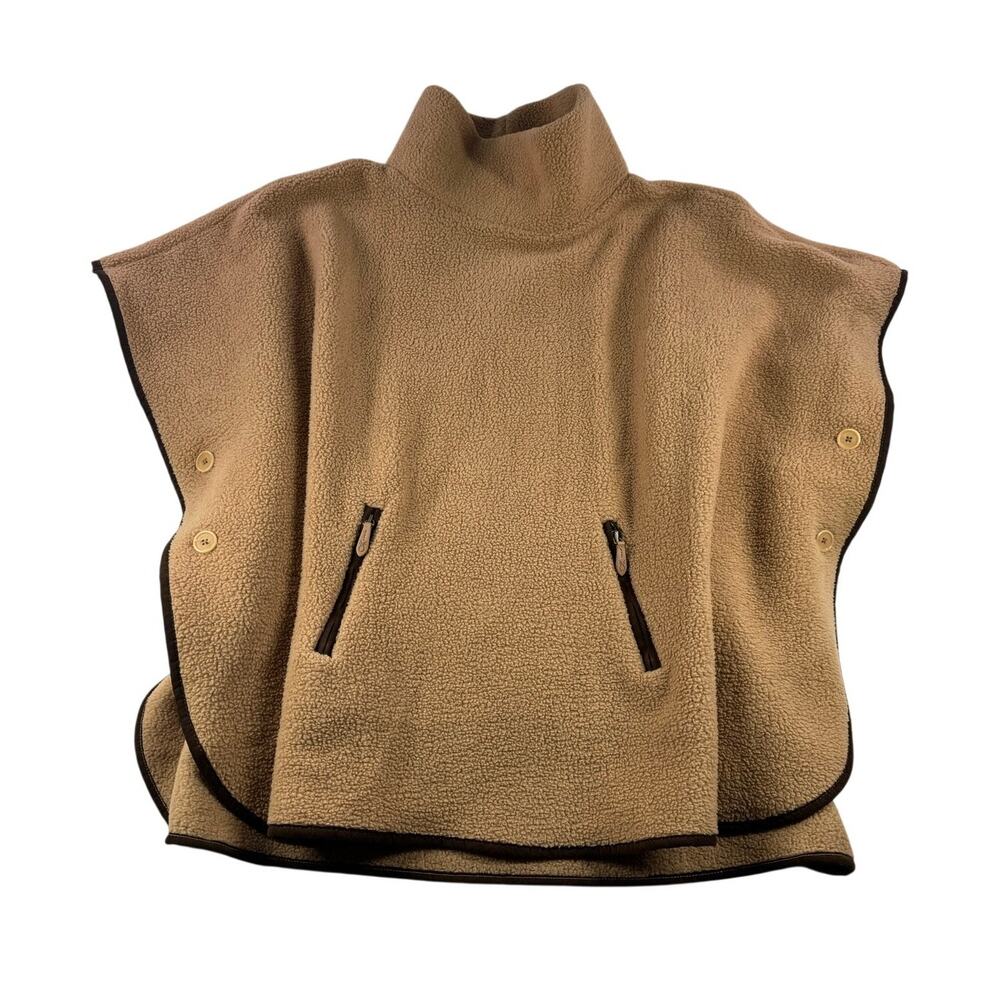 Dudley Stephens Sherpa Fleece Poncho Cape XS/S Camel Brown Pullover Sweater